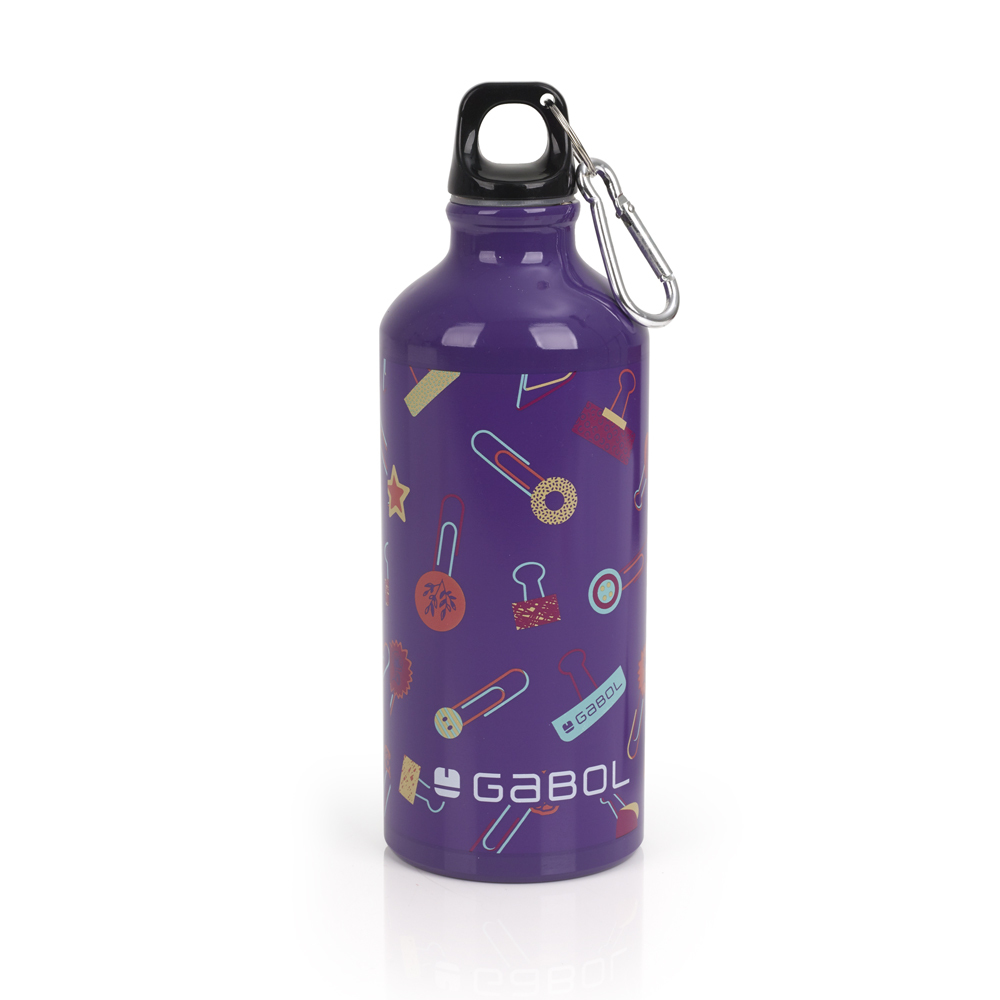 Aluminijumska boca za vodu sa zakačkom 7x21 cm 600ml Diary Gabol | PackUP Aluminijumska boca za vodu sa zakačkom 7x21 cm  600ml Diary Gabol