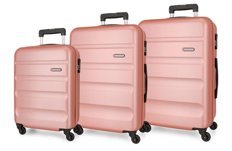 Set-kofera-31-FLEX-Roll-Road-powder-pink-ABS | PackUP Set kofera 3/1 FLEX Roll Road